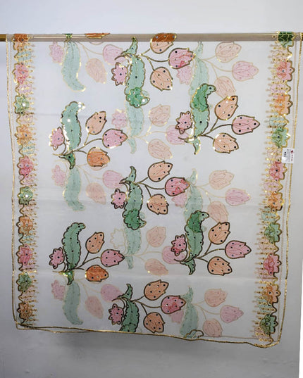 Fancy Printed Organza with Sitara Work Dupatta