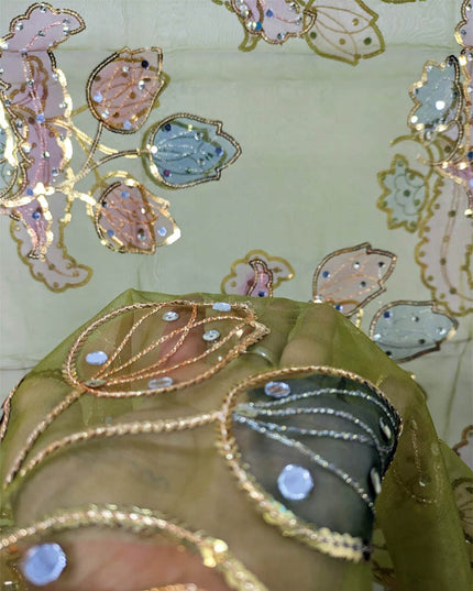 Fancy Printed Organza with Sitara Work Dupatta