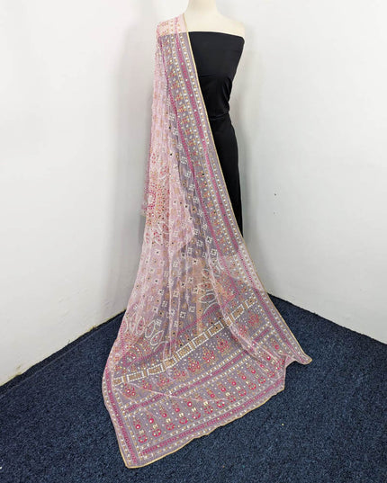 Block Print Chunnri Organza with Mirror Sitara Work Dupatta