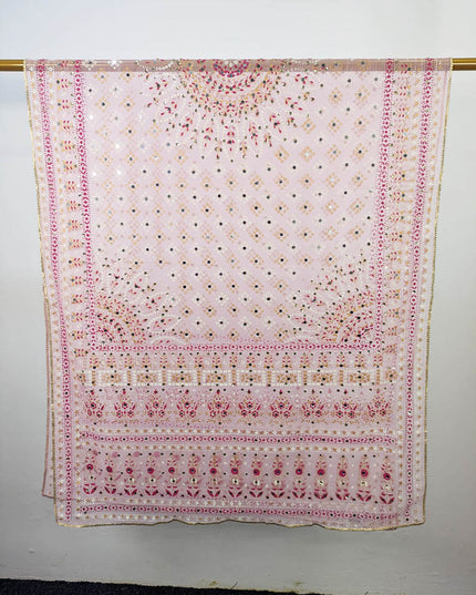 Block Print Chunnri Organza with Mirror Sitara Work Dupatta