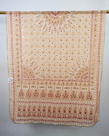 Block Print Chunnri Organza with Mirror Sitara Work Dupatta