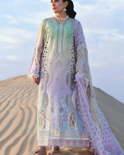 NUREH - Aman Embroidered Luxury Lawn 26 Unstitched 3Pc - NE-228- Emelfie