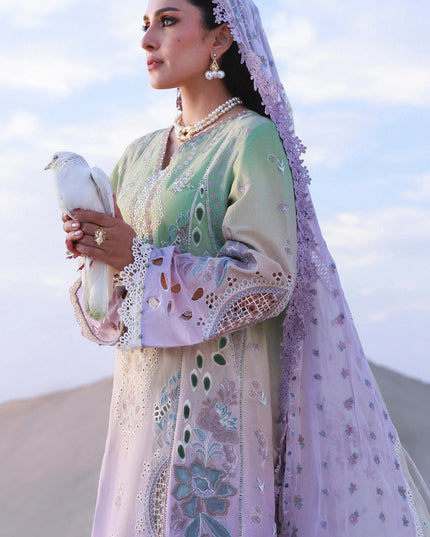 NUREH - Aman Embroidered Luxury Lawn 26 Unstitched 3Pc - NE-228- Emelfie