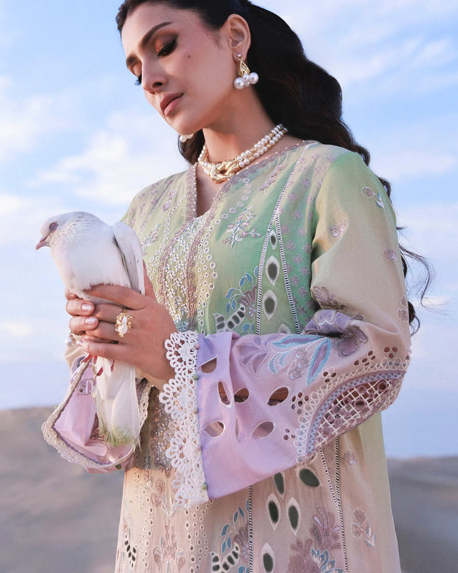 NUREH - Aman Embroidered Luxury Lawn 26 Unstitched 3Pc - NE-228- Emelfie