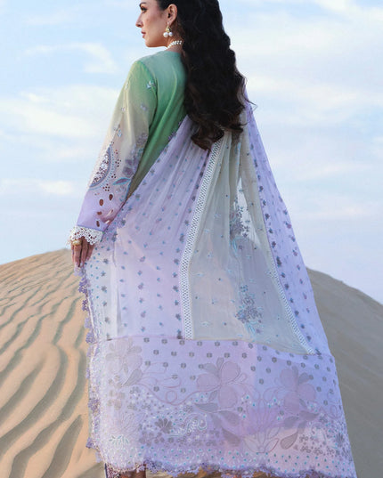 NUREH - Aman Embroidered Luxury Lawn 26 Unstitched 3Pc - NE-228- Emelfie