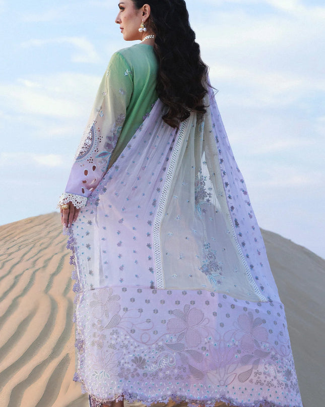 NUREH - Aman Embroidered Luxury Lawn 26 Unstitched 3Pc - NE-228- Emelfie