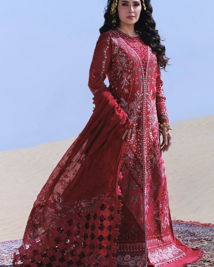 NUREH - Aman Embroidered Luxury Lawn 26 Unstitched 3Pc - NE-230- Kiraz