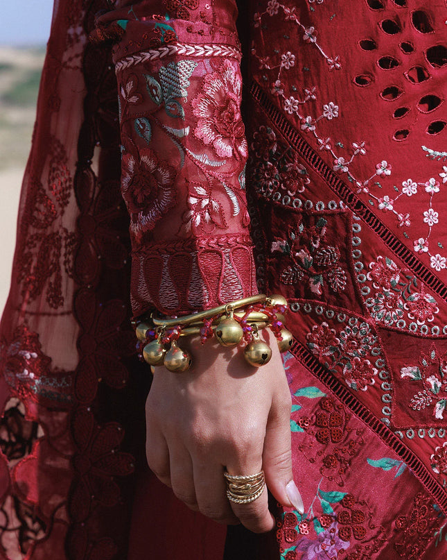 NUREH - Aman Embroidered Luxury Lawn 26 Unstitched 3Pc - NE-230- Kiraz