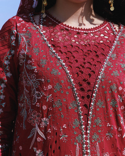 NUREH - Aman Embroidered Luxury Lawn 26 Unstitched 3Pc - NE-230- Kiraz