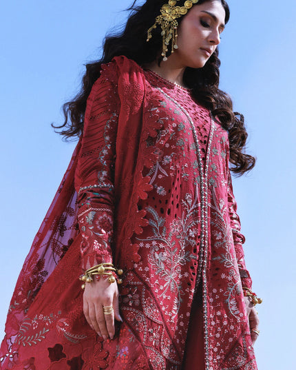 NUREH - Aman Embroidered Luxury Lawn 26 Unstitched 3Pc - NE-230- Kiraz