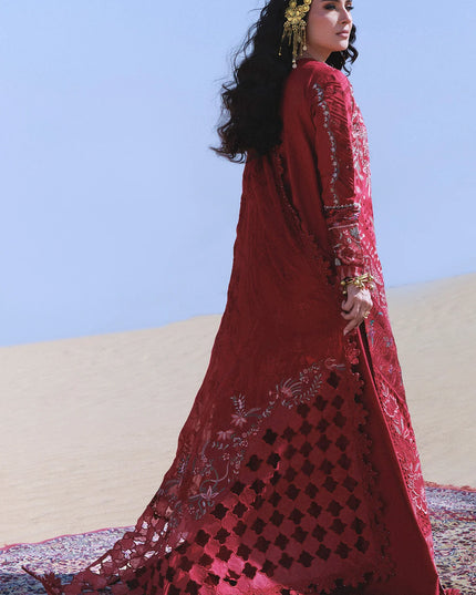 NUREH - Aman Embroidered Luxury Lawn 26 Unstitched 3Pc - NE-230- Kiraz