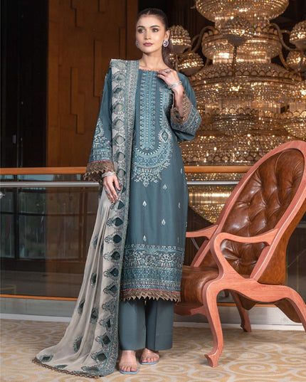 Embroidered Lawn with Laser Cut Work Crinkle Dupatta 3Pc - Wania
