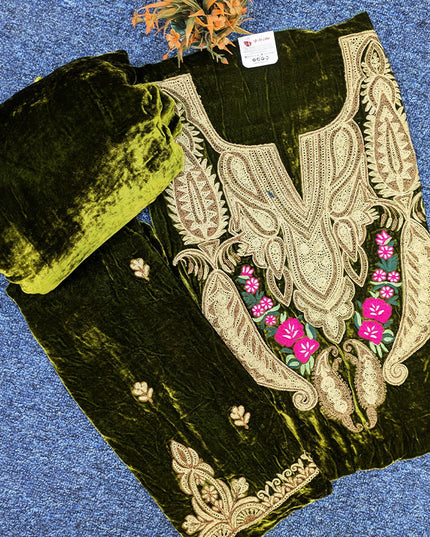 Kashimiri Embroidered French Velvet with Pure Indian Kani Shawl 3Pc/2Pc Unstitched