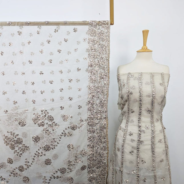 Organza with Gotta Work Frock 2PC Unstitched (Dyeable in All Colors)