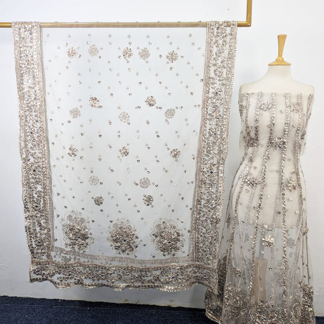 Handmade Full Jaal Gotta Work Dyeable Organza Frock 2Pc Unstitched