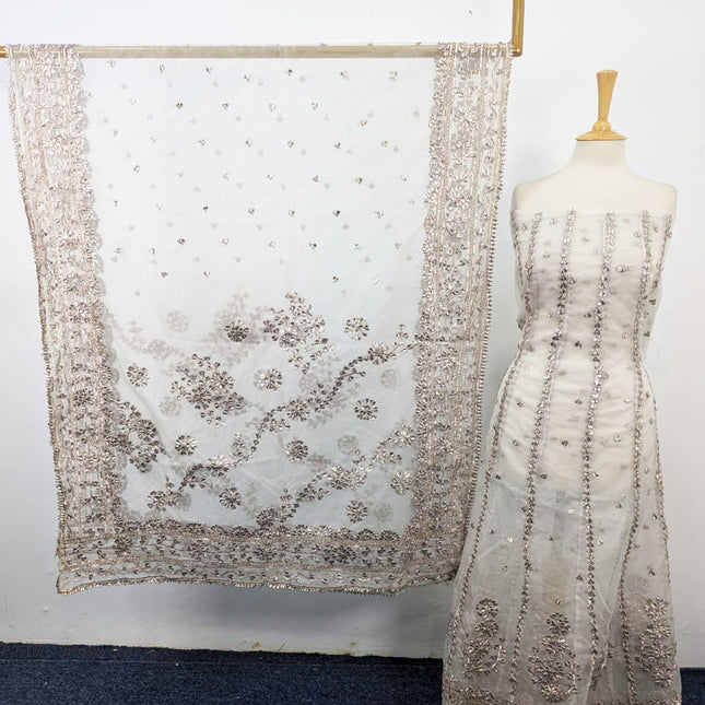 Dyeable Organza with Full Jaal Gotta Work Frock 2PC Unstitched