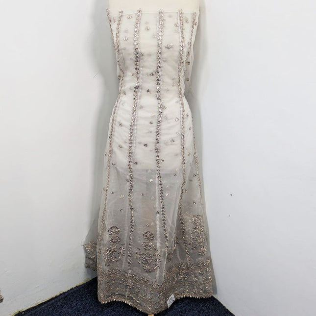 Dyeable Organza with Full Jaal Gotta Work Frock 2PC Unstitched