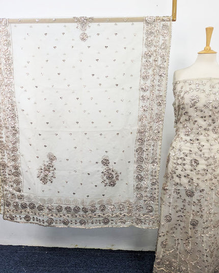 Fancy Handmade Gotta Work Dyeable Organza Frock 2PC Unstitched