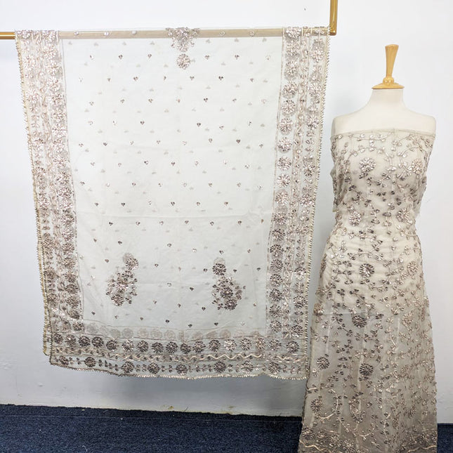 Fancy Handmade Gotta Work Dyeable Organza Frock 2PC Unstitched