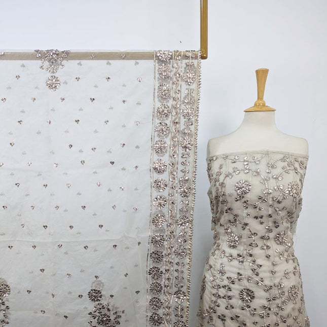 Fancy Handmade Gotta Work Dyeable Organza Frock 2PC Unstitched