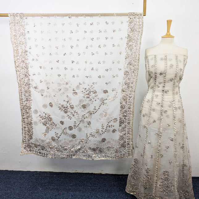 Handmade Full Jaal Gotta Work Dyeable Organza Frock 2Pc Unstitched