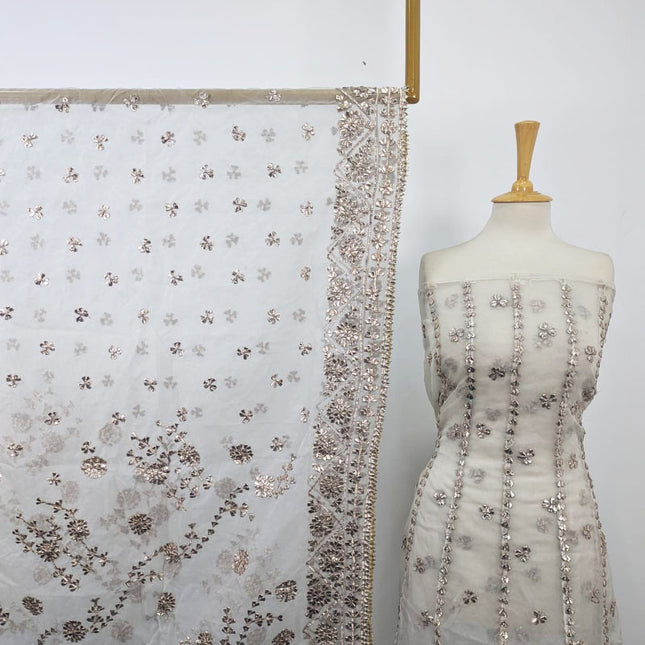 Handmade Full Jaal Gotta Work Dyeable Organza Frock 2Pc Unstitched