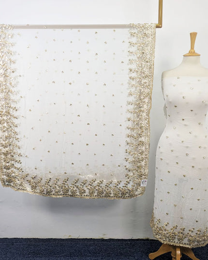 Fancy Bamber Chiffon with Golden Gotta Work 2Pc Unstitched