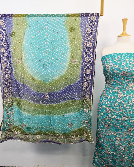 Fancy Bamber Chiffon with Chunnri + Gotta Work 2Pc Unstitched