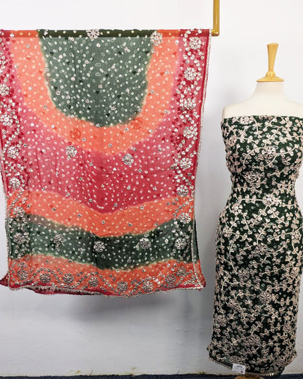 Fancy Bamber Chiffon with Chunnri + Gotta Work 2Pc Unstitched