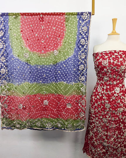 Fancy Bamber Chiffon with Chunnri + Gotta Work 2Pc Unstitched