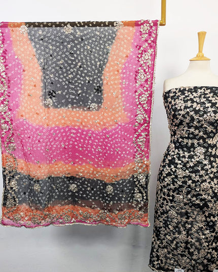 Fancy Bamber Chiffon with Chunnri + Gotta Work 2Pc Unstitched