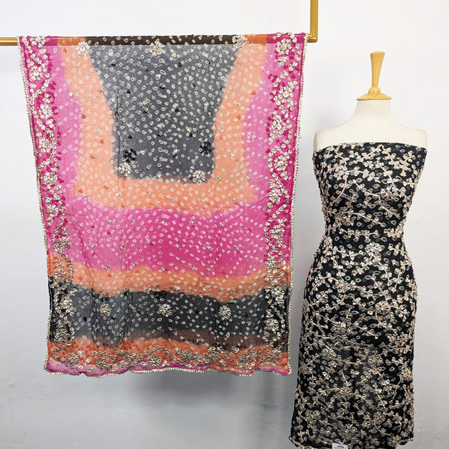 Fancy Bamber Chiffon with Chunnri + Gotta Work 2Pc Unstitched