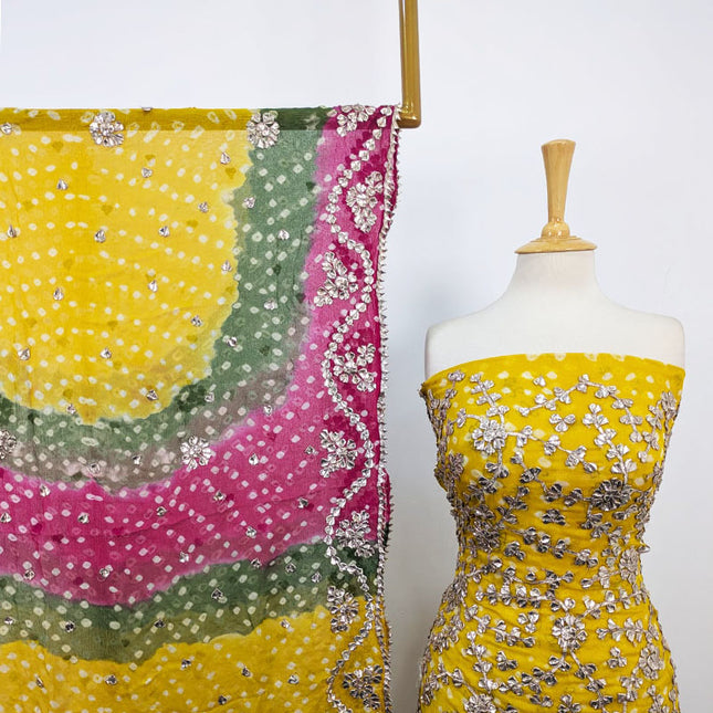 Fancy Bamber Chiffon with Chunnri + Gotta Work 2Pc Unstitched