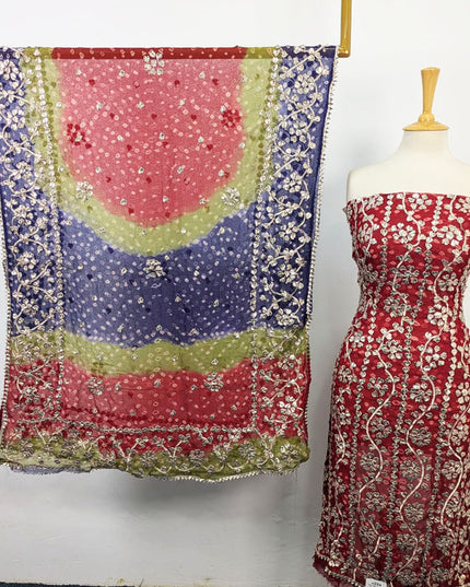 Bamber Chiffon with Chunnri + Gotta Work 2Pc Unstitched