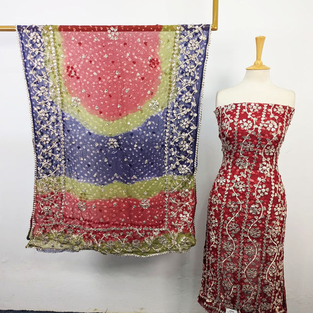 Bamber Chiffon with Chunnri + Gotta Work 2Pc Unstitched