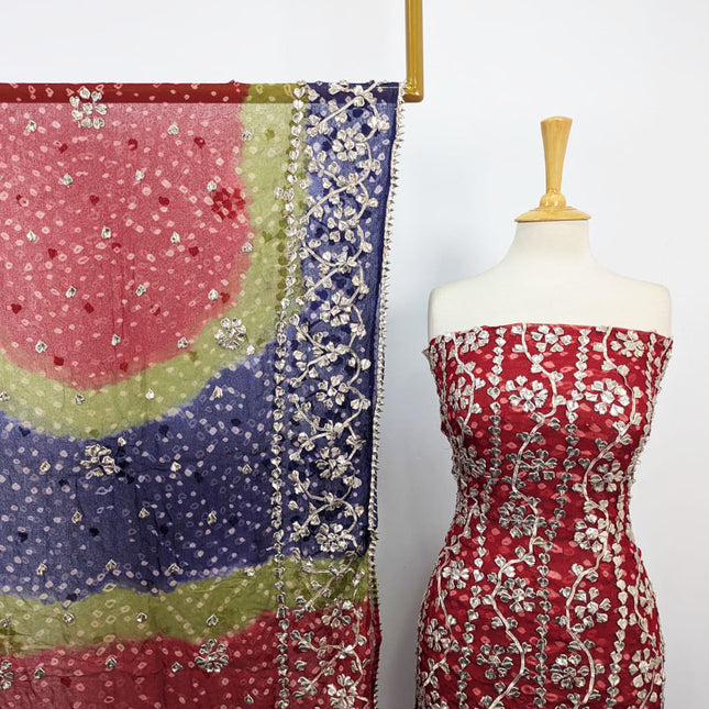 Bamber Chiffon with Chunnri + Gotta Work 2Pc Unstitched