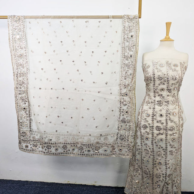 Fancy Handmade Gotta & Mirror Work Dyeable Organza 2PC Unstitched