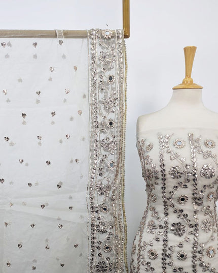 Fancy Handmade Gotta & Mirror Work Dyeable Organza 2PC Unstitched