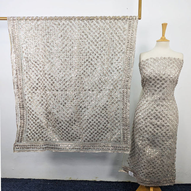 Handmade Full Jaal Akhrot Gotta Work Dyeable Organza 2PC Unstitched