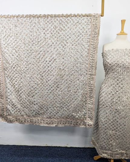 Handmade Full Jaal Akhrot Gotta Work Dyeable Organza 2PC Unstitched