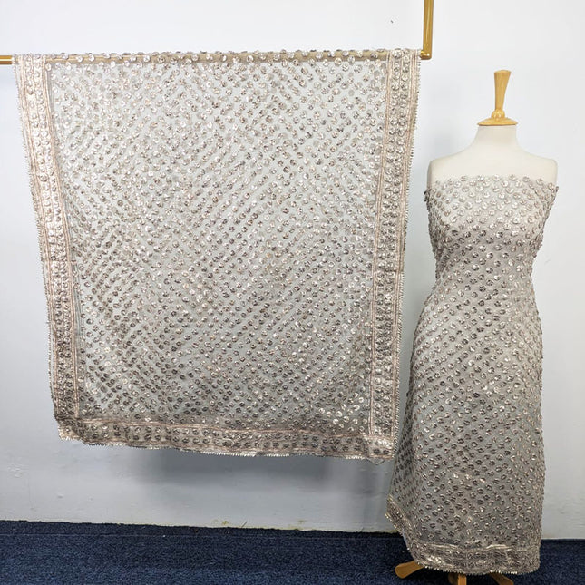 Handmade Full Jaal Akhrot Gotta Work Dyeable Organza 2PC Unstitched