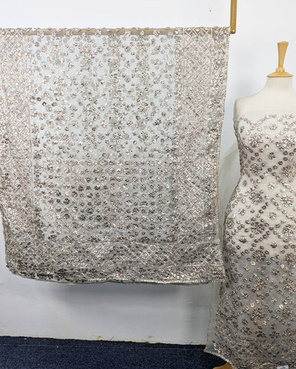 Dyeable Organza with Handmade Full Jaal Gotta Work 2PC Unstitched