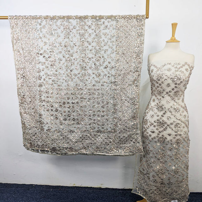 Dyeable Organza with Handmade Full Jaal Gotta Work 2PC Unstitched