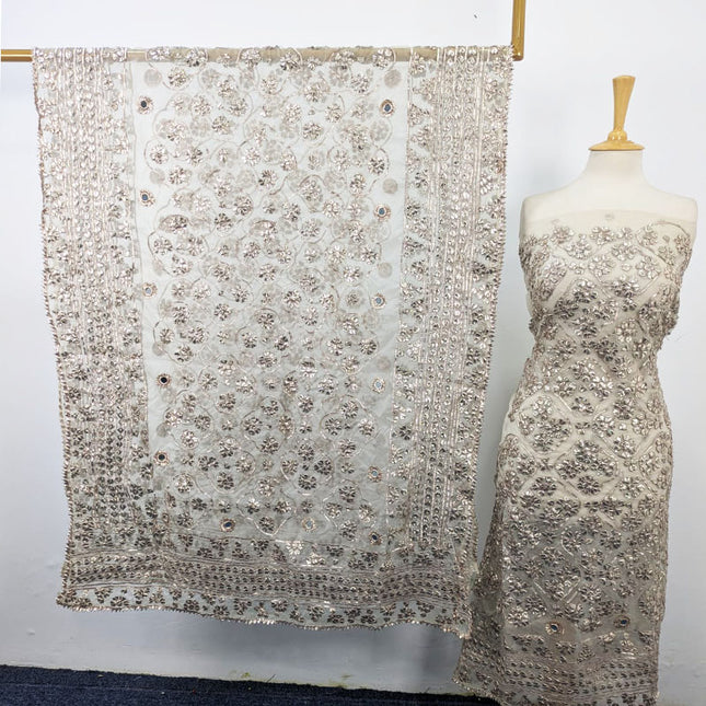 Handmade Full Jaal Gotta Work Dyeable Organza 2PC Unstitched