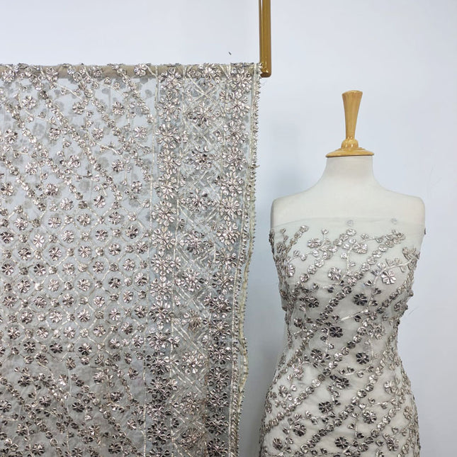 Fancy Handmade Full Jaal Gotta Work Dyeable Organza 2PC Unstitched