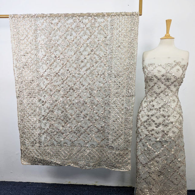 Dyeable Organza with Handmade Full Jaal Gotta Work 2PC Unstitched