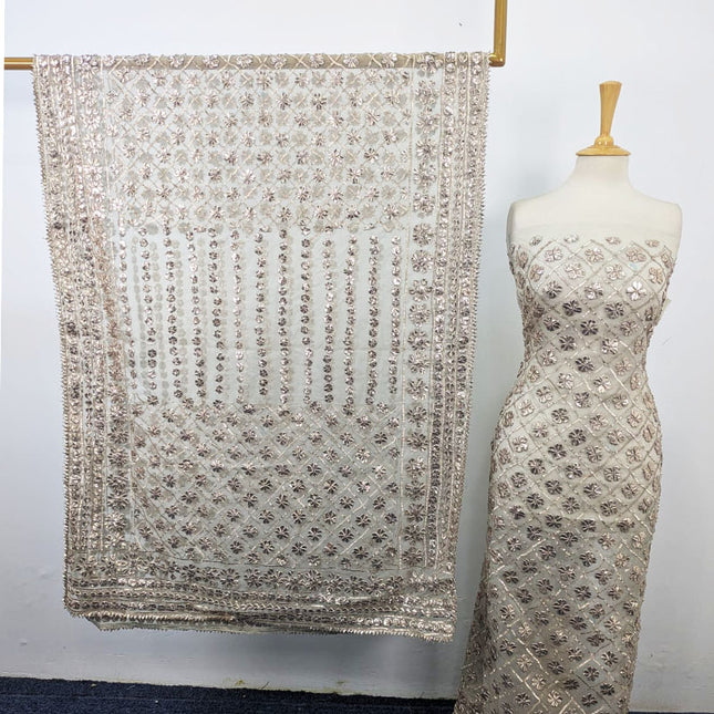 Fancy Handmade Full Jaal Gotta Work Dyeable Organza 2PC Unstitched