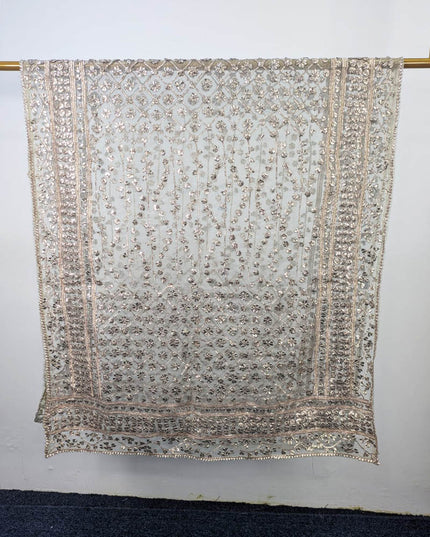 Dyeable Organza with Handmade Full Jaal Gotta Work Dupatta