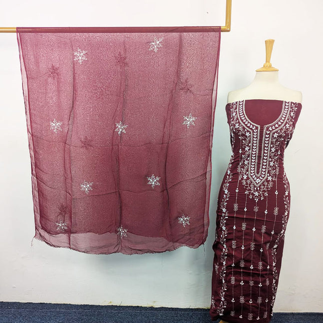 Fancy Lawn with Aplic Work 3Pc Unstitched