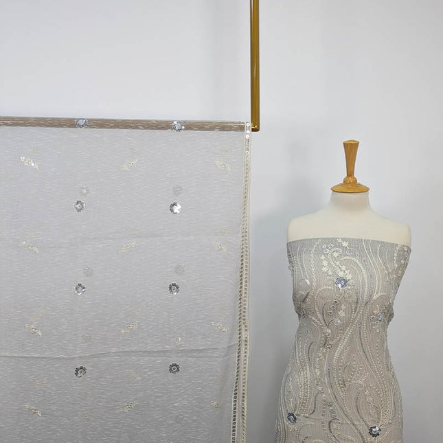 Fancy Embroidered Khaadi Net 2PC unstitched